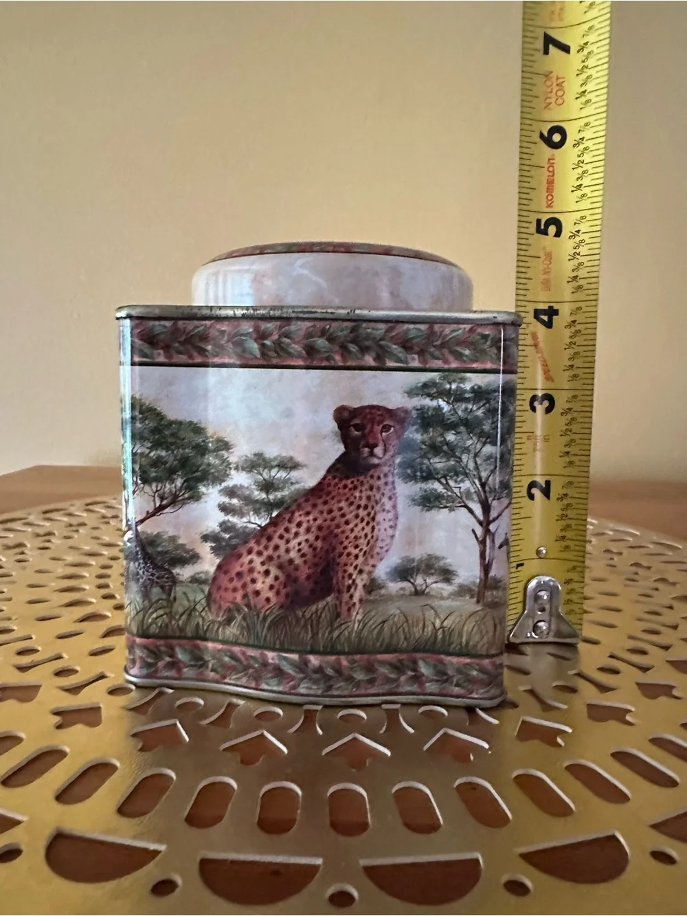 Decorative Cheetah Canister - Warm Earth Tones